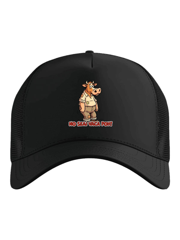 Gorro negro con estampado No Seai Vaca Poh