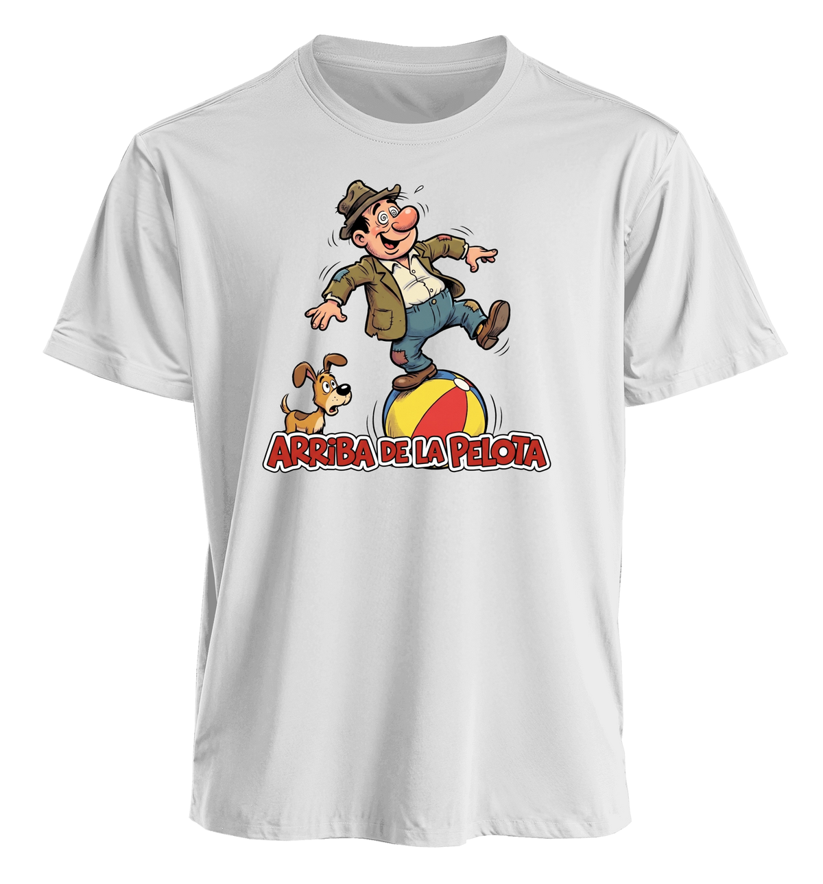 Polera blanca con estampado Arriba de la Pelota